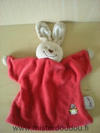 Doudou Lapin Bengy Rouge avec coccinelle brodée 