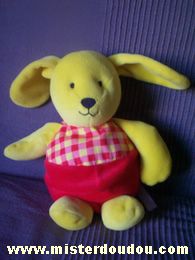 Doudou Lapin Nounours Jaune rouge motifs fraises - Mister Doudou : SOS  Doudou Perdu