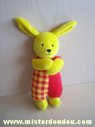 Doudou Lapin Berchet Rouge jaune 