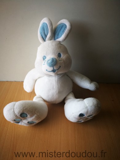 Doudou Lapin Biolane Blanc bleu 