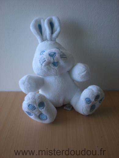 Doudou Lapin Biolane Blanc bleu 