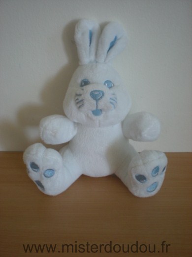 Doudou Lapin Biolane Blanc bleu 