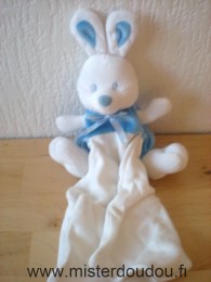 Doudou Lapin Biolane Bleu avec mouchoir blanc 