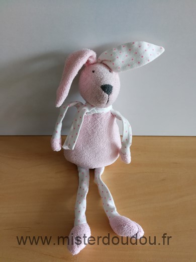 Doudou Lapin Bout chou Rose blanc 