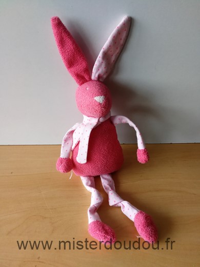 Doudou Lapin Bout chou Rose etoiles 