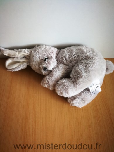 Doudou Lapin Cades Gris allonge 