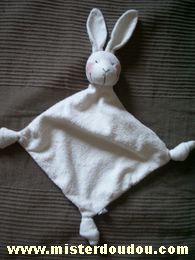 Doudou Lapin Carré blanc Blanc 