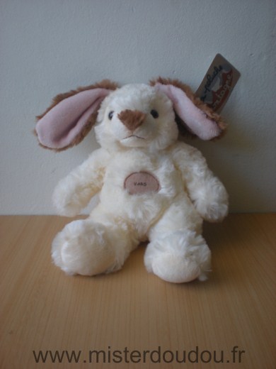 Doudou Lapin Cartepostalerie Ecru marron inscription vars 