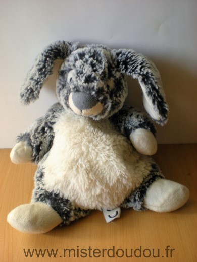 Doudou Lapin Casino Gris chiné blanc 