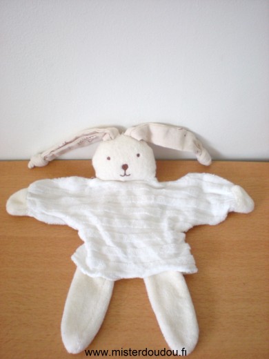 Doudou Lapin Catimini Blanc écru tissus éponge 