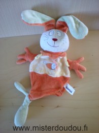 Doudou Lapin Catimini Orange jaune vert poisson Légères traces sur la figure