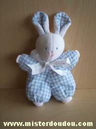 Doudou Lapin Cdj Vichy blanc bleu 