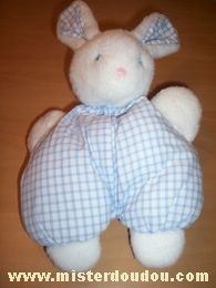 Doudou Lapin Cédéji Vichy bleu 