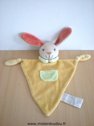 Doudou Lapin Charly et compagnie Jaune 