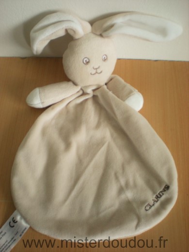 Doudou Lapin Clarins Beige blanc 