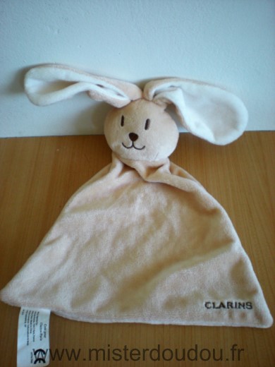 Doudou Lapin Clarins Beige blanc 