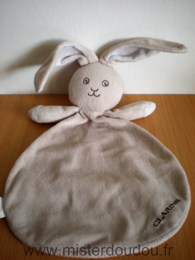 Doudou Lapin Clarins Beige blanc 