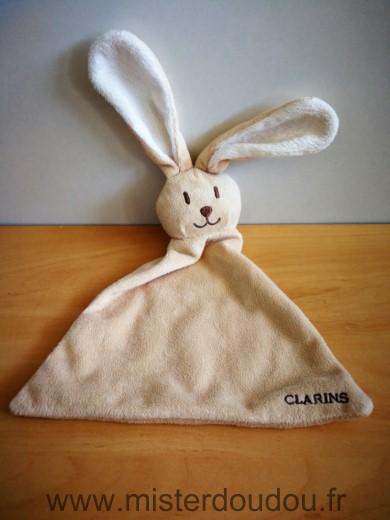 Doudou Lapin Clarins Beige blanc 