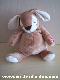 Doudou Lapin Cmp Beige écru Lapin animé, bouge la tête quand on appuie sur le main avec un bruit de ronflement