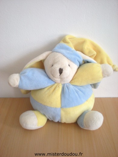 Doudou Lapin Cmp Bleu jaune 