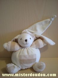 Doudou Lapin Cmp Ecru beige Poche sur le devant