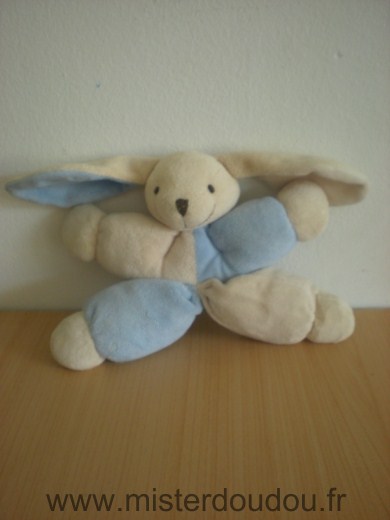 Doudou Lapin Cmp Ecru bleu 