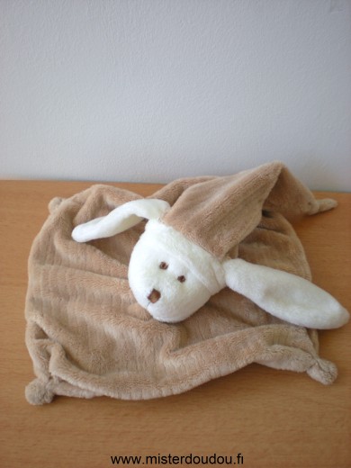 Doudou Lapin Cmp Ecru marron strié 