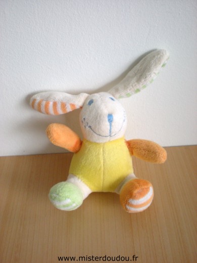 Doudou Lapin Cmp Jaune orange vert 