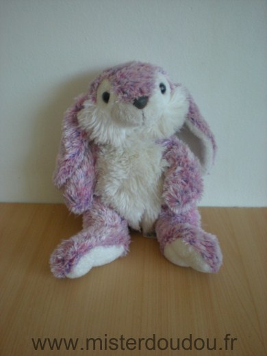 Doudou Lapin Cmp Mauve blanc 