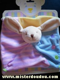 Doudou Lapin Cmp Mutlicolore pastels Lapin plat éveil et tendresse