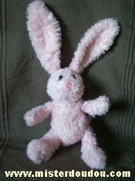 Doudou Lapin Cmp Rose Nez brodé rose, billes pour les yeux