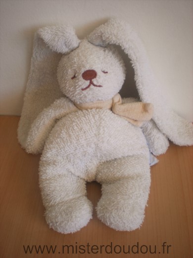 Doudou Lapin Comptine Blanc tissus eponge 