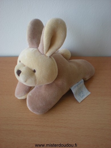 Doudou Lapin Comptine Marron beige scratch sous les pattes 