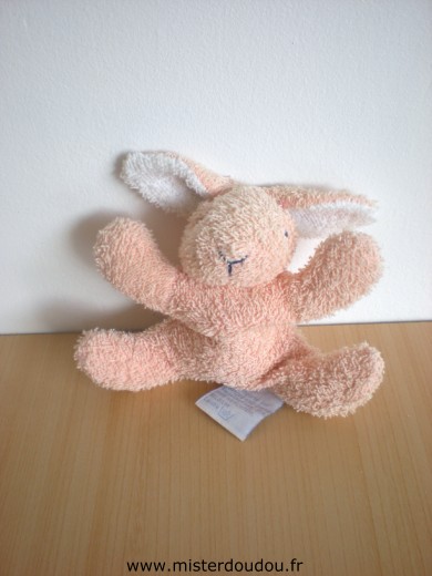 Doudou Lapin Comptine Tissus éponge rose 