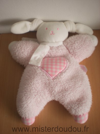 Doudou Lapin Corolle Patachou rose coeur rose 