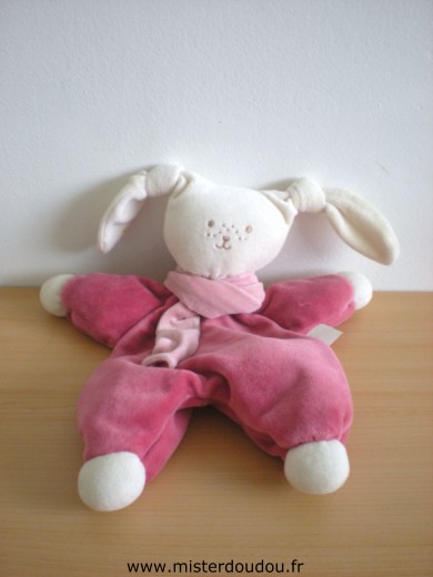 Doudou Lapin Corolle Patachou rose fushia blanc Une tache sur l'oreille