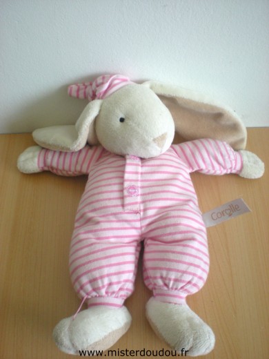 Doudou Lapin Corolle Rayé rose 