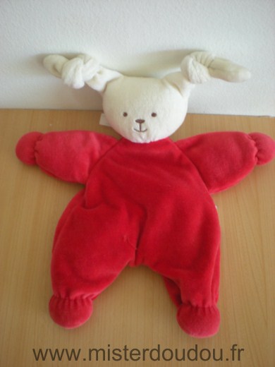 Doudou Lapin Corolle Rouge blanc 