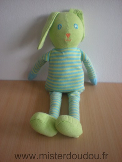 Doudou Lapin Corolle Vert bleu 