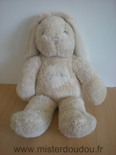 Doudou Lapin Coup de coeur Beige avec un coeur inscription coup de coeur 