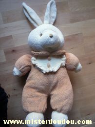 Doudou Lapin Cp international Ecru marron 