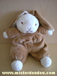 Doudou Lapin Cp international Ecru marron Brodé sur le devant :  baby