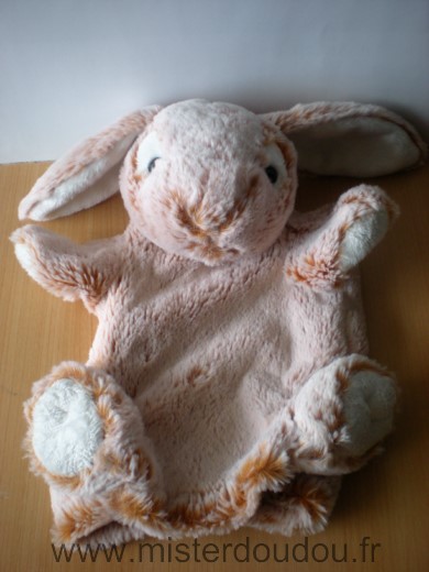 Doudou Lapin Créations dani Marron roux chine blanc 