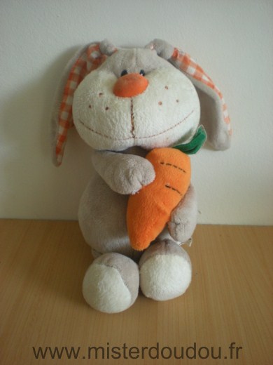 Doudou Lapin Credit agricole Beige carotte orange 