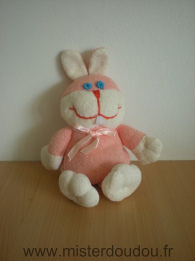 Doudou Lapin Defonseca Rose en tissus éponge 