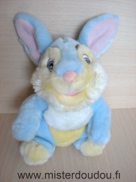 Doudou Lapin Disney Bleu jaune blanc rose, en peluche 