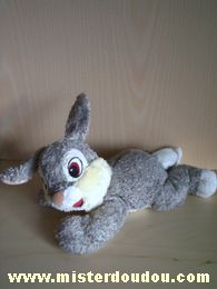 Doudou Lapin Disney Gris ventre blanc 