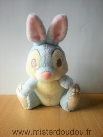 Doudou Lapin Disney Panpan bleu jaune rose 