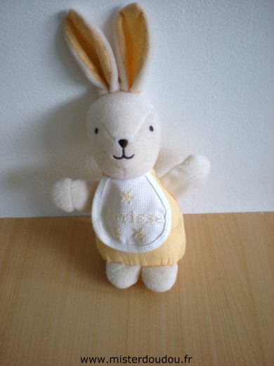 Doudou Lapin Dmc Jaune bavoir Attention le bavoir est déjà brodé 