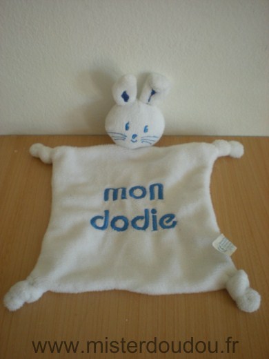 Doudou Lapin Dodie Blanc brodé mon dodie 